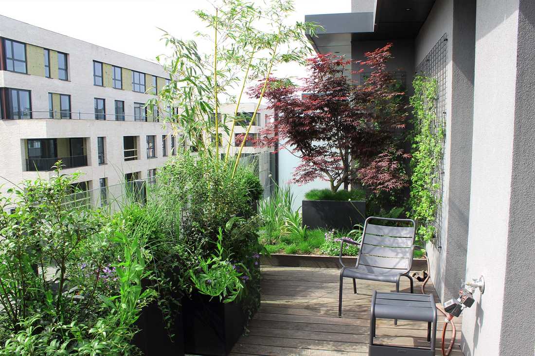 Landscaping of a penthouse terrace in Nantes
