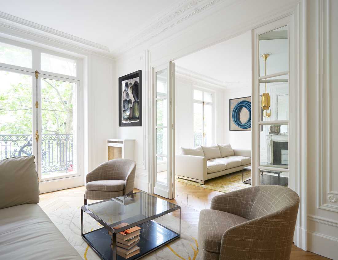 Décoration d'un appartement haussmannien renové par un architecte d'intérieur à Nantes