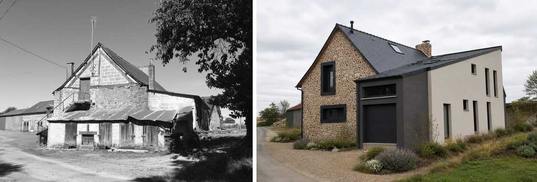 Extension ajoutée à une maison ancienne en photos avant - après