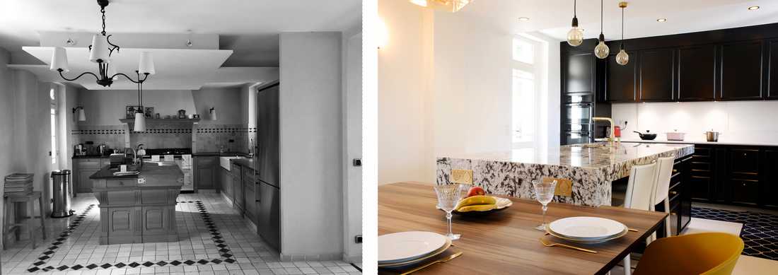 Avant - après : Amenagement d'une cuisine par un architecte d'intérieur dans une villa de 450m²