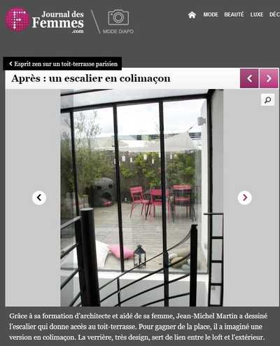 Article du Journal des femmes sur l'aménagement d'un toit-terrasse parisien