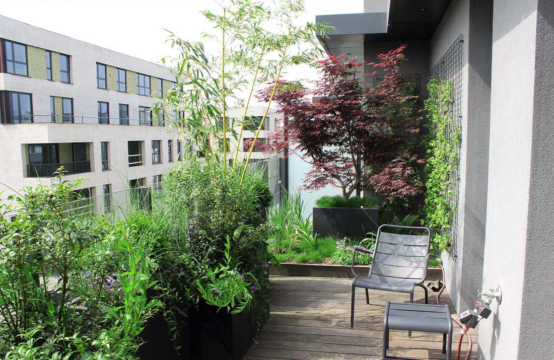 Aménagement paysager de la terrasse d'un penthouse à Nantes