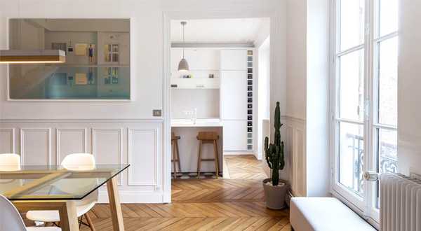 Avant - aprés d'une réalisation d'un architecte d'intérieur à Nantes dans un appartement haussmannien