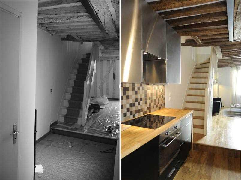 Aménagement d'une cuisine ouverte dans un duplex en Loire Atlantique