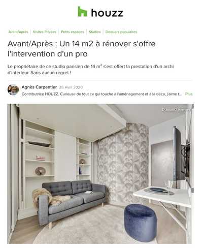Article Déco.fr - Transformer un studio en appartement 2 pièces