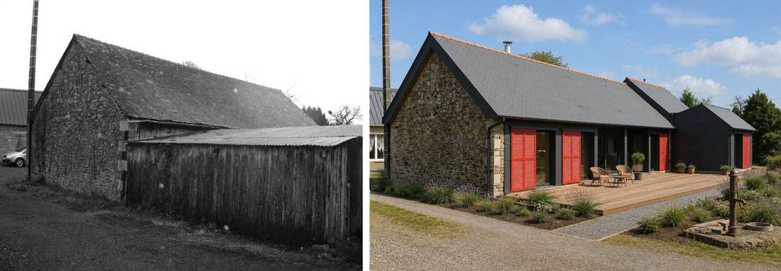 Rénovation d'un hangar dans une ferme, transformé en logement