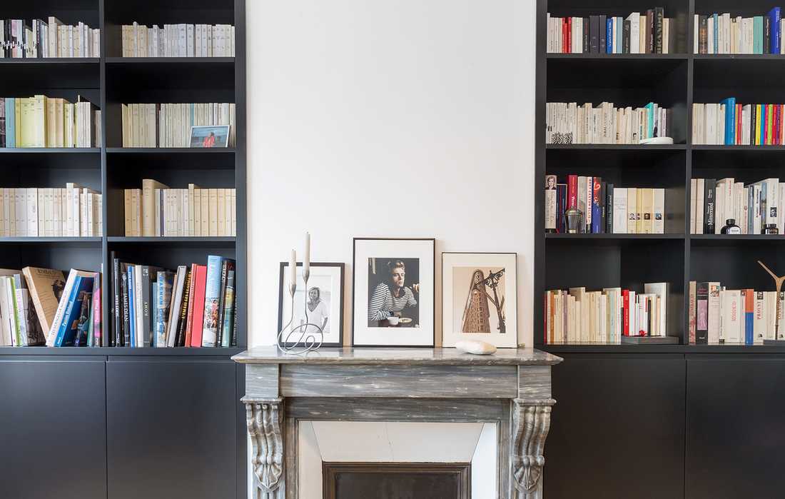 Bibliothèque sur mesure dans un appartement haussmannien de 100m2