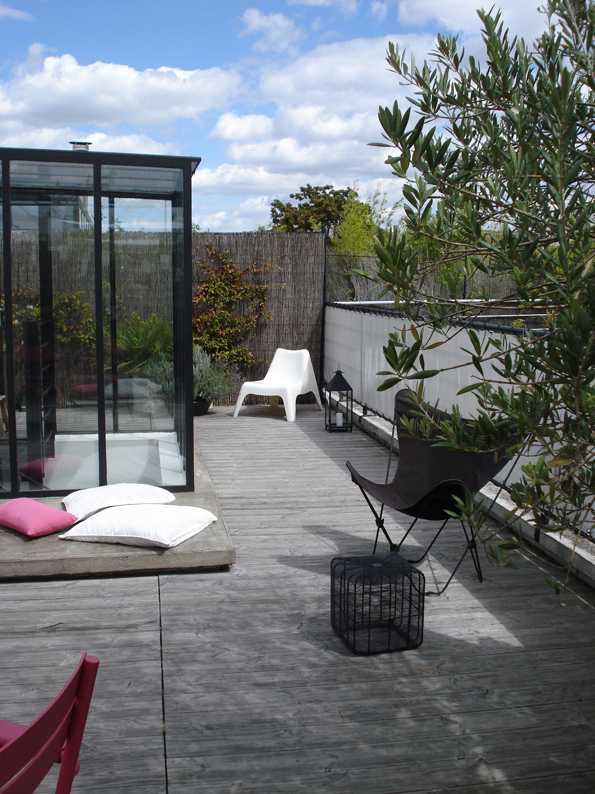 Toit-terrasse aménagé par un paysagiste à Nantes