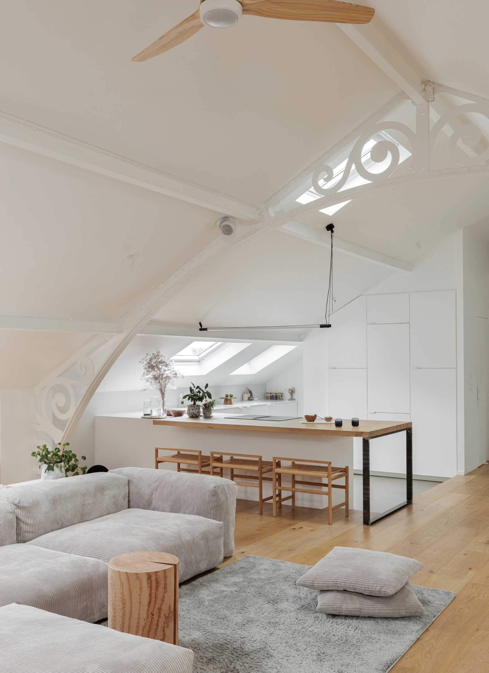 Modern living room in an apartment designed by an interior designer in Nantes