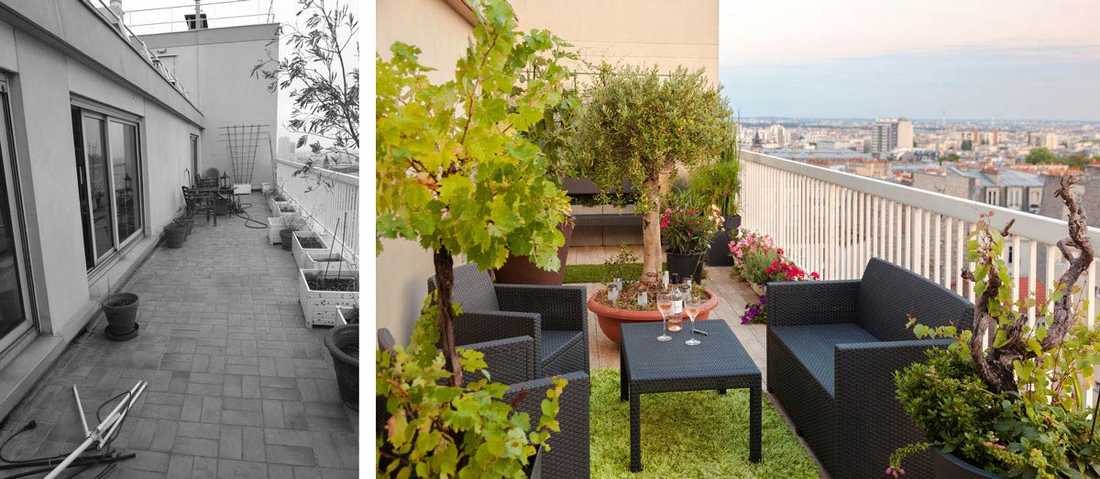 Aménagement d'une terrasse par un jardinier paysagiste à Nantes