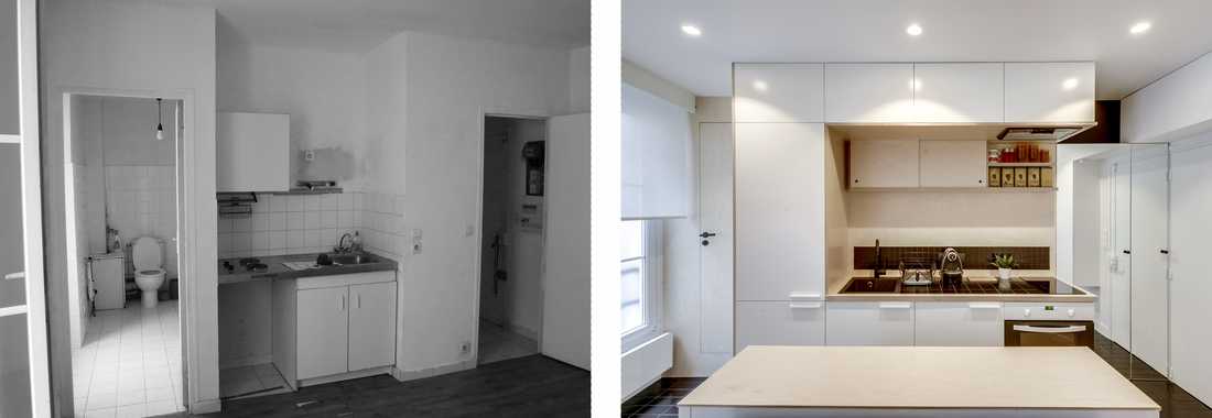 Rénovation d'un appartement 2 pièces vetuste par un architecte d'interieur à Nantes